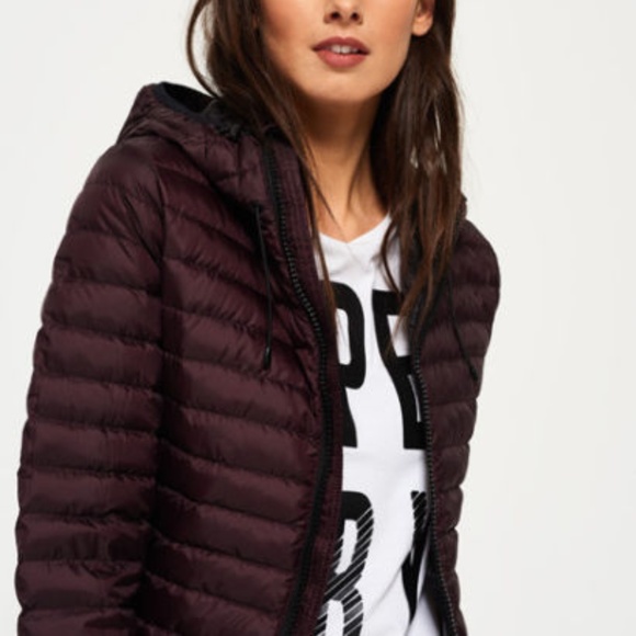 superdry womens core down hooded jacket